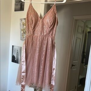 Sparkling Pink Spaghetti Strap Dress